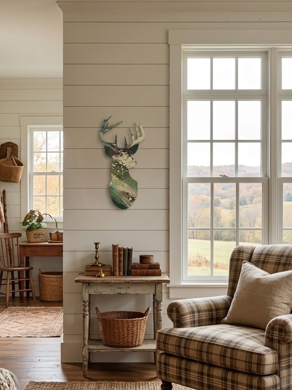 Abstract hydro dip, Deer Head Wall Art
